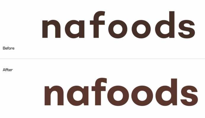 Font chữ Nafoods trước và sau khi thay đổi